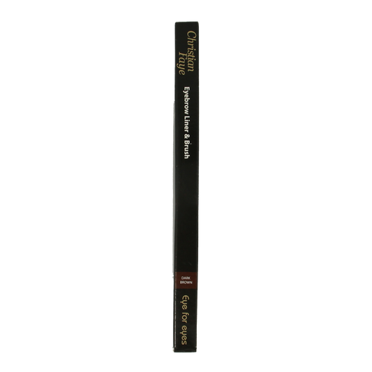 Christian Faye dark brown eyebrow liner and brush, 0.11g, makeup product for defining eyebrows with natural, precise application.