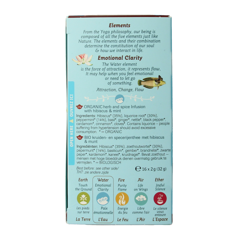 Shoti Maa Water emotional clarity herbal tea sachets, 16-pack, featuring natural ingredients for mental focus and relaxation.