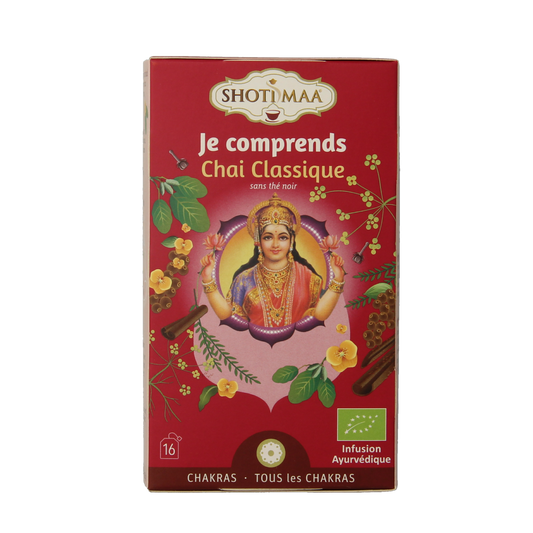 Shoti Maa Harmony bio coffee and tea sachets, 16-pack, featuring herbal and organic blends in individual packaging.