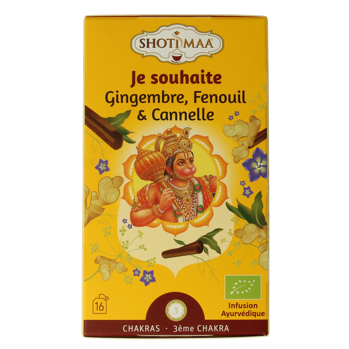 Shoti Maa Sanctify bio coffee and tea sachets, 16-pack, featuring natural herbal ingredients in individual biodegradable packets.