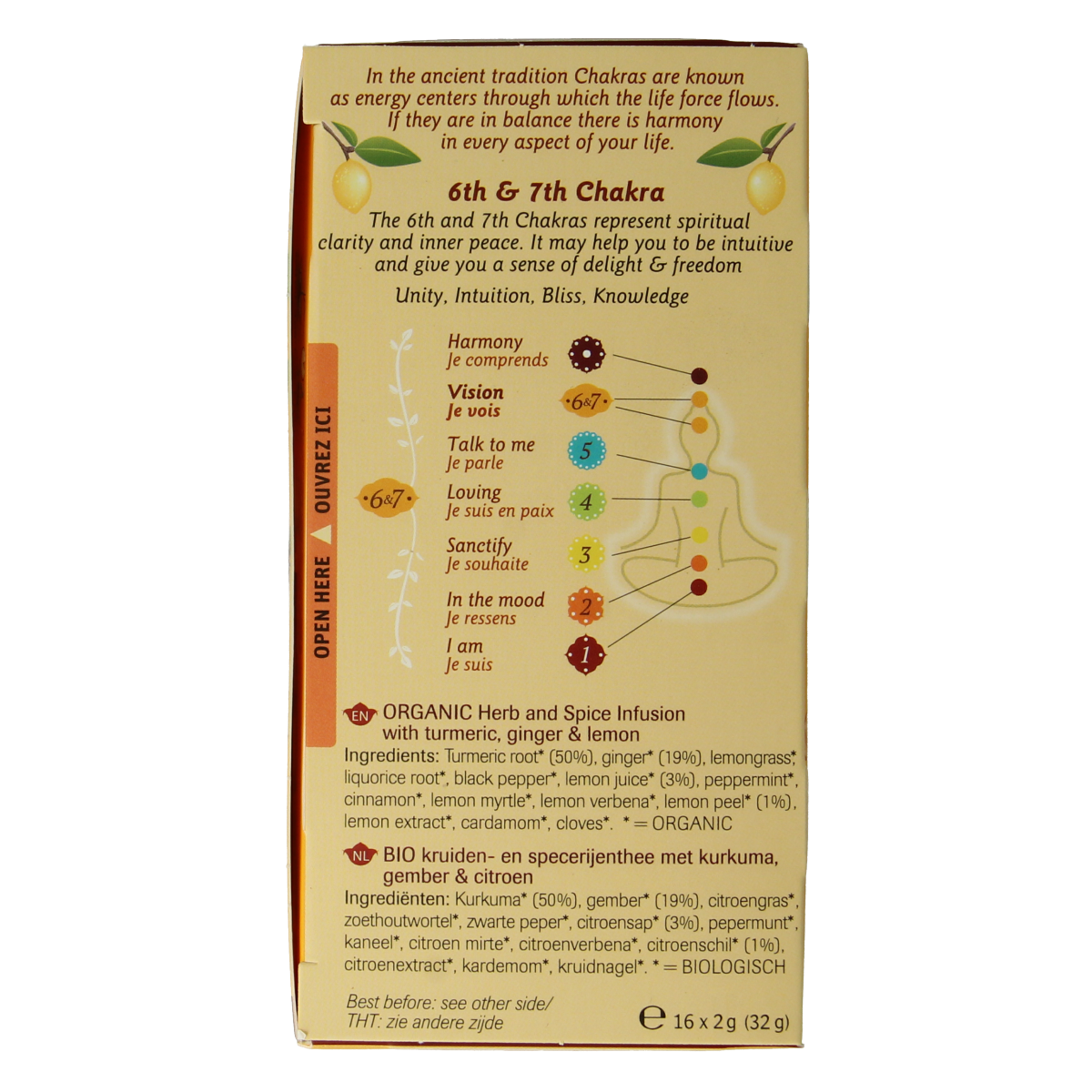 Shoti Maa Vision bio coffee and tea sachets in a box, featuring organic herbal blends for wellness and relaxation.