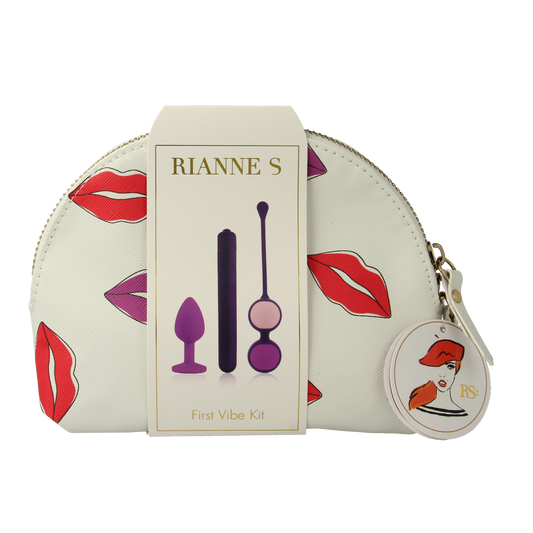 Rianne S First Vibe Kit 1.00 set featuring sleek, black erotiek sex toys and accessories on a clean background.