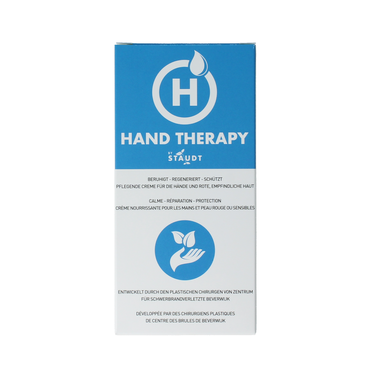 Staudt Handcreme 75ml tube with white cap, featuring elegant packaging and a smooth, creamy texture for hand skincare.