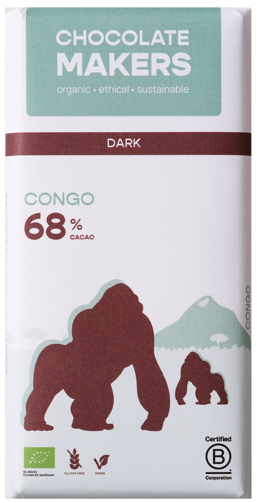 Chocolatemakers Gorilla bar 68% puur bio 80.00 Gram