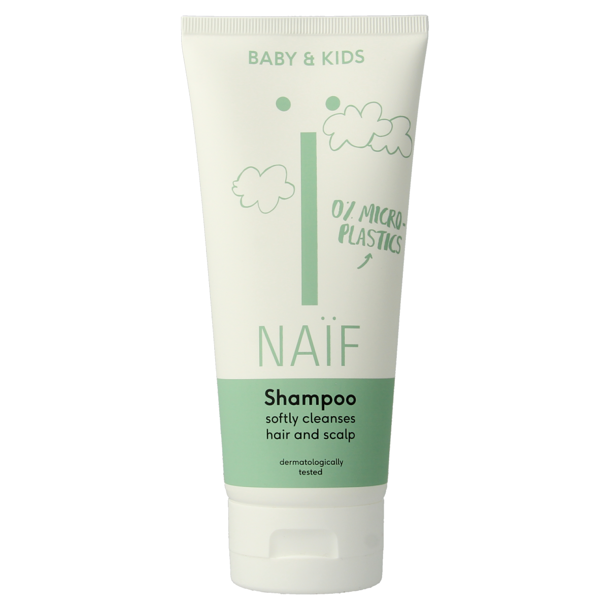 Naif Baby & Kids Nourishing Shampoo 200ml bottle, gentle for babies and toddlers, with natural ingredients for delicate hair.