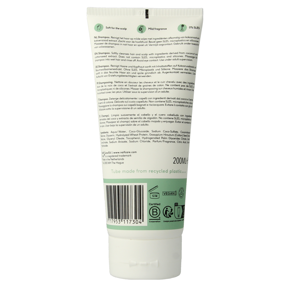 Naif Baby & Kids Nourishing Shampoo bottle, gentle baby and toddler hair care product in a 200ml container