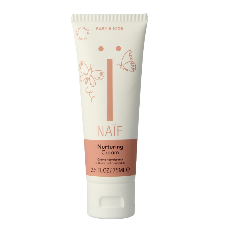 Naif Baby & Kids Nurturing Cream 75ml jar with white lid, gentle skincare for babies and toddlers, soft and nourishing.