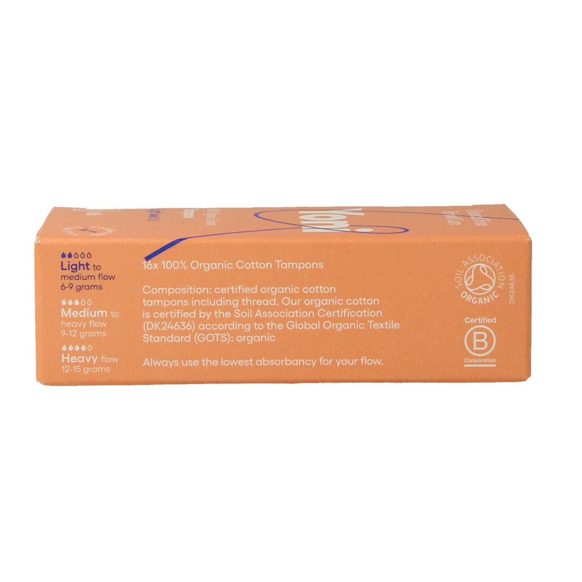Yoni light tampons for women, pack of 16, compact and discreet menstrual protection with comfortable fit