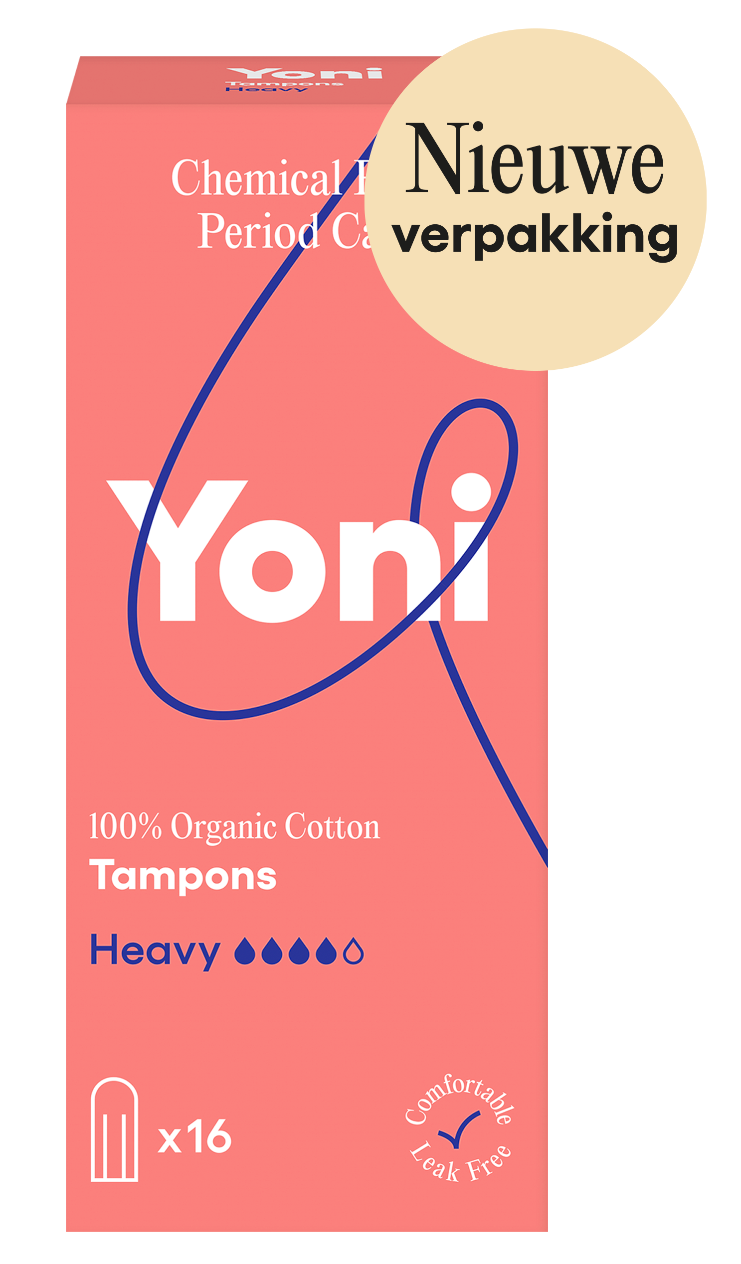 Yoni heavy tampons, pack of 16, feminine hygiene product for women, with applicator and absorbent material.