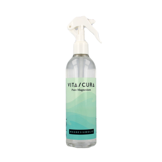 Vitacura Magnesium Oil 300ml bottle for body care, with a clear view of the label and nozzle for application.