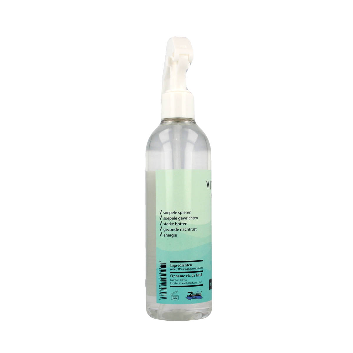 Vitacura Magnesium olie body care bottle, 300ml, showing the product label and packaging for natural skin and muscle relief.