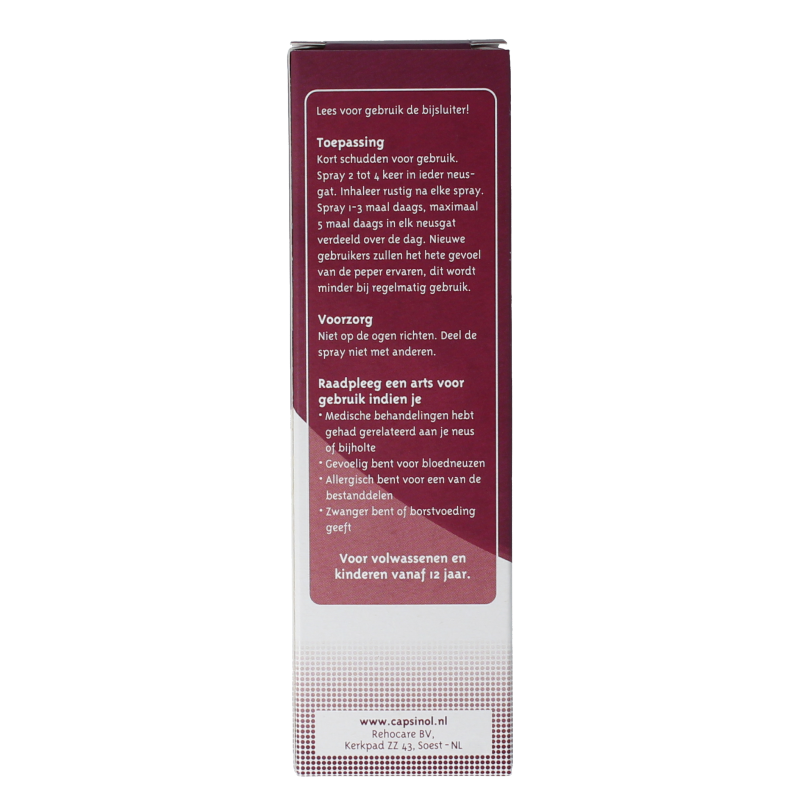 Capsinol Extra strong nasal spray bottle, 20ml, for nasal care and inhalation, with the brand name visible on the packaging.