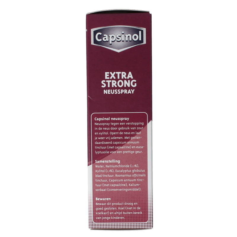 Capsinol Extra strong nasal spray in 20ml bottle, used for nasal care and inhalation to relieve congestion.