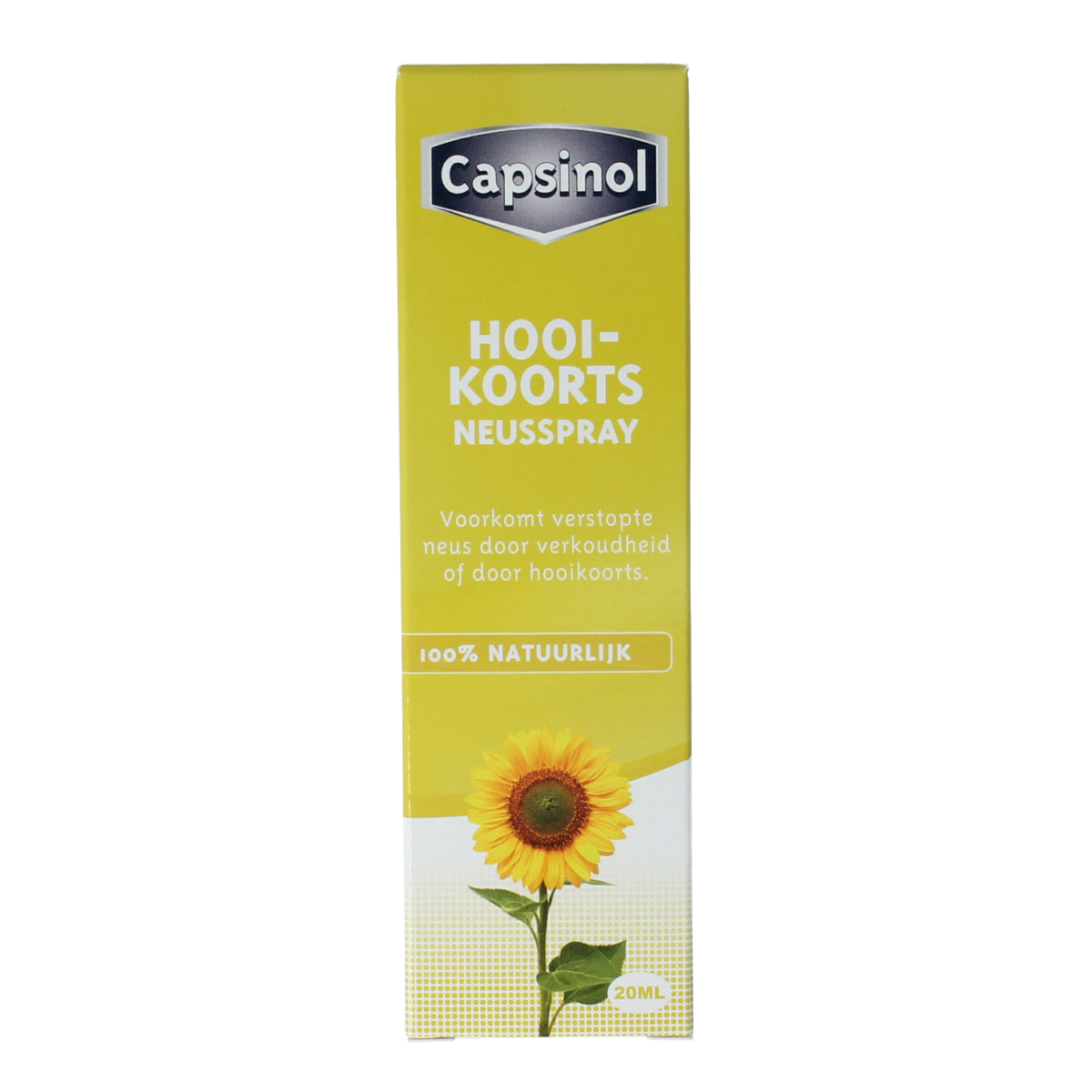 Capsinol Hooikoorts en Allergie neusspray, 20ml bottle, nasal spray for allergy relief and hay fever symptoms.