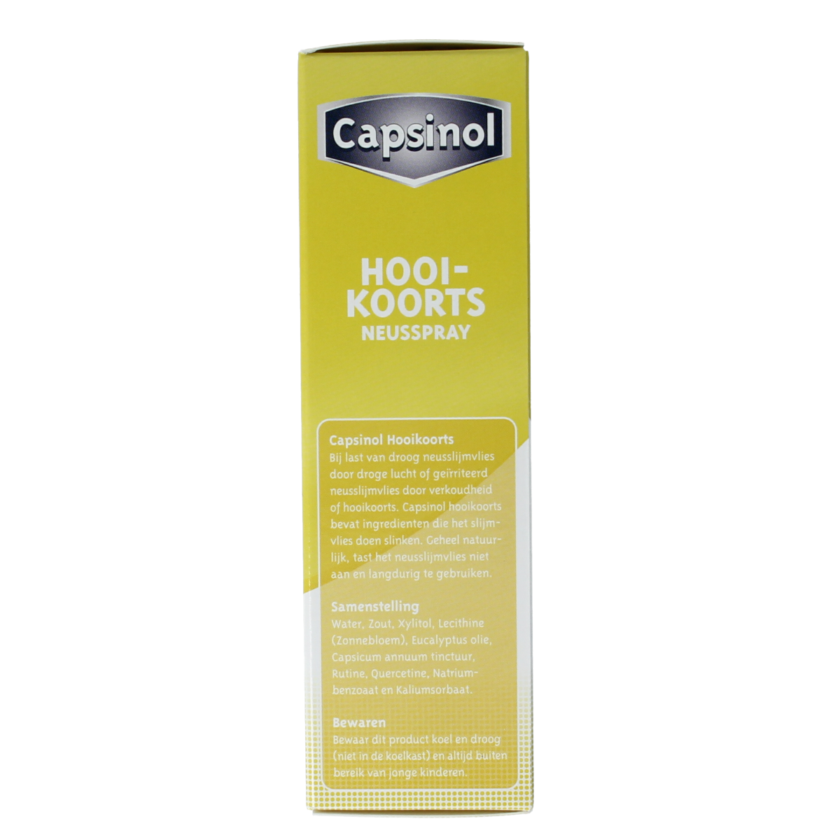 Capsinol Hooikoorts and allergy nasal spray bottle with 20ml volume, designed for allergy relief and hay fever symptoms.
