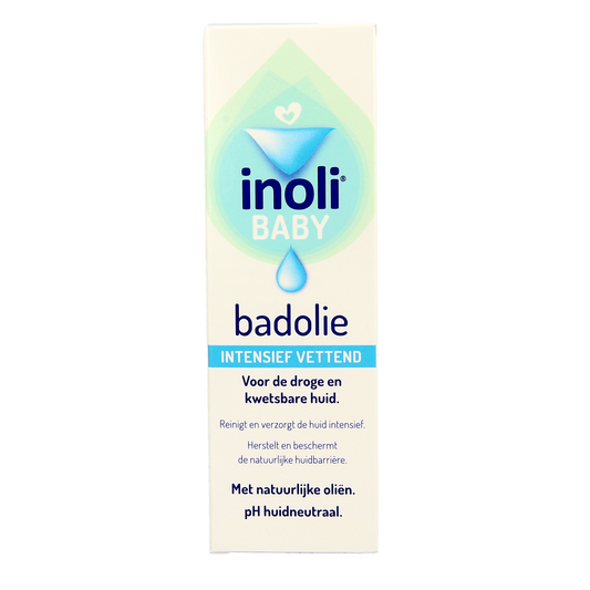 Inoli Badolie Intensief vettend 100ml bottle, used for enriching bath and shower experiences with nourishing oils