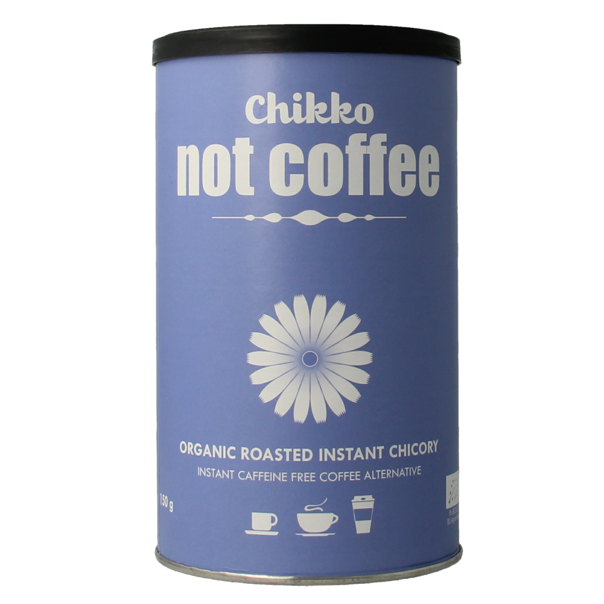 Chikko Not Coffee Cichorei geroosterd bio, 150g, organic roasted chicory coffee in a resealable package.
