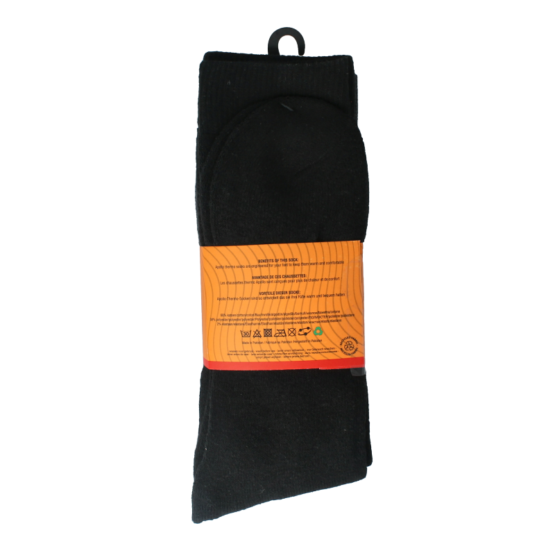 Apollo Thermosok 39-42 dark-colored socks and pantyhose in a 3-pair pack, displayed in assorted styles and sizes.