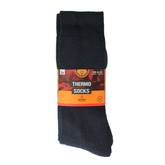 Apollo Thermosok 43-46 donker assorti socks, 3-pack of black and dark-colored socks for men and women.