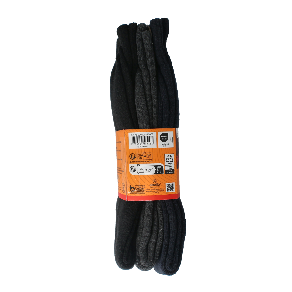 Apollo Thermosok 43-46 dark-colored sock pair showing soft knit fabric and comfortable fit, designed for everyday wear.