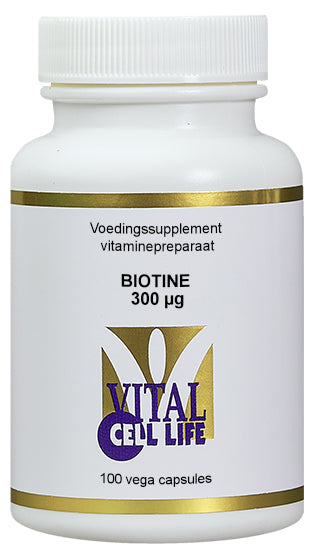 Vital Cell Life Biotine 300 mcg vegetarian capsules, dietary vitamin supplement with easy-to-swallow capsules, healthy hair and skin