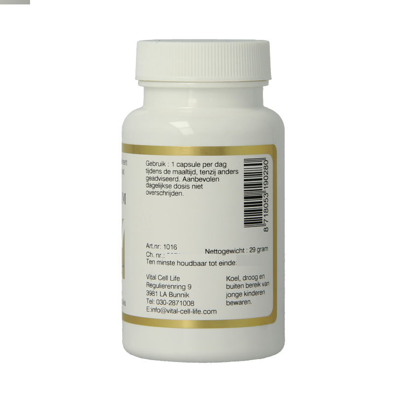 Vital Cell Life Lithium 400 mcg vegetarian capsules, mineral supplement in a bottle with 100 capsules visible.