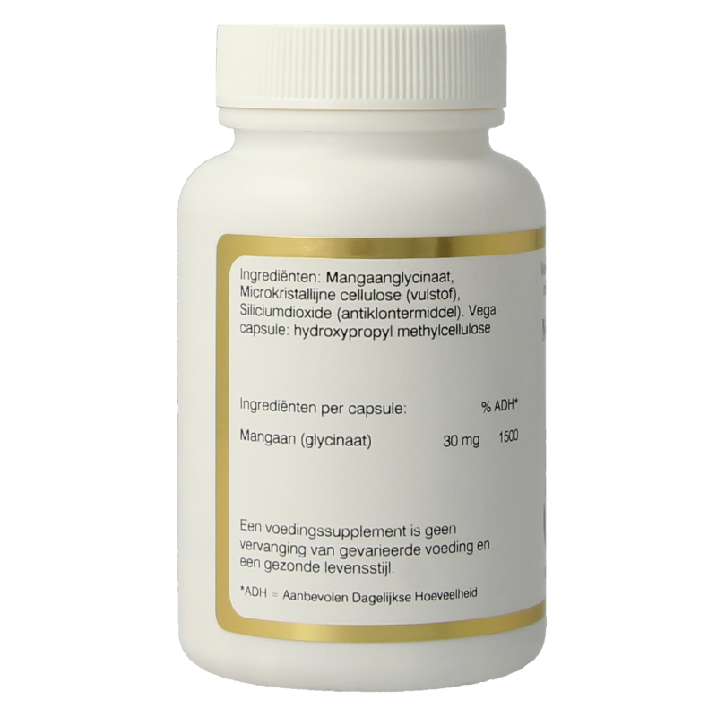 Vital Cell Life Mangaan amino mineral capsules in a bottle, vegetarian dietary supplement, 30mg manganese, 100 capsules.