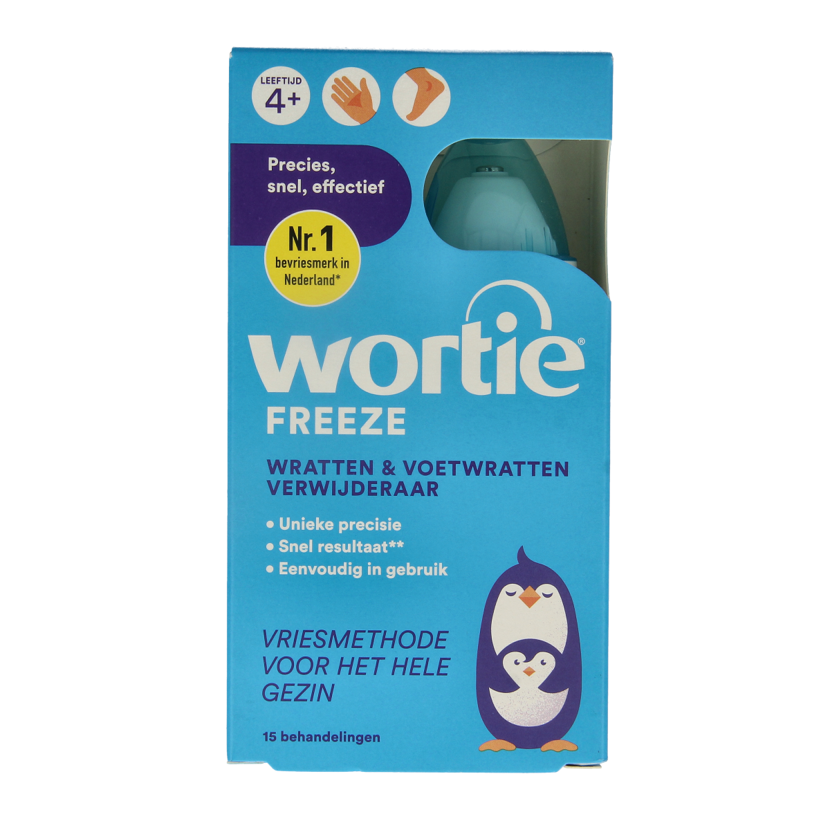 Wortie Wrattenverwijderaar cool 50ml bottle for wart removal, with white cap and clear label, in a body care product image.