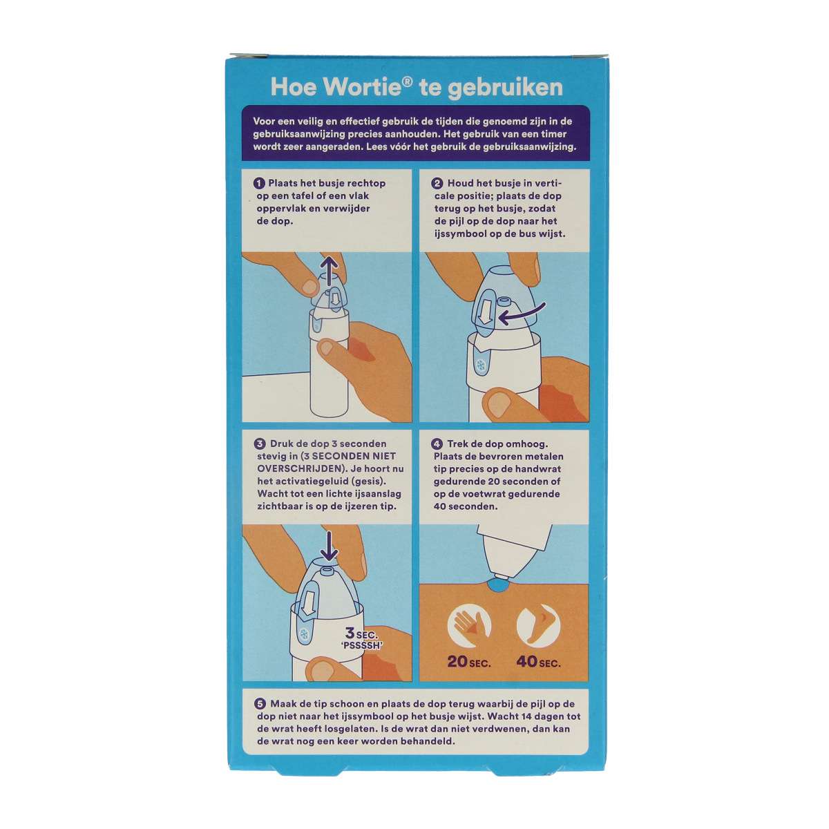 Wortie Wrattenverwijderaar Cool 50ml, a body care product for wart removal, shown in the image with the bottle and applicator.