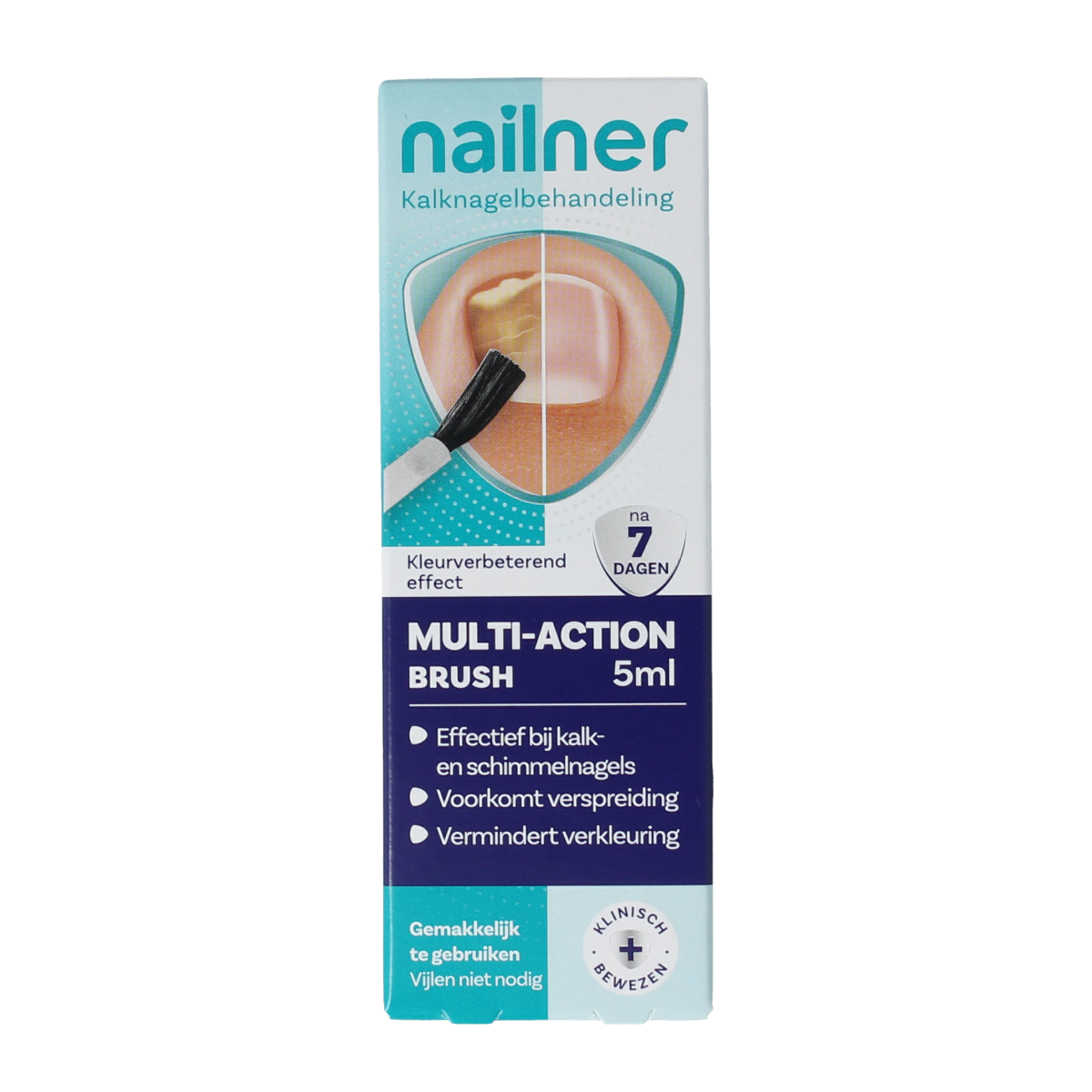 Nailner 2-in-1 hand care brush with 5ml for nail and cuticle treatment, featuring a compact design and dual-action applicator.