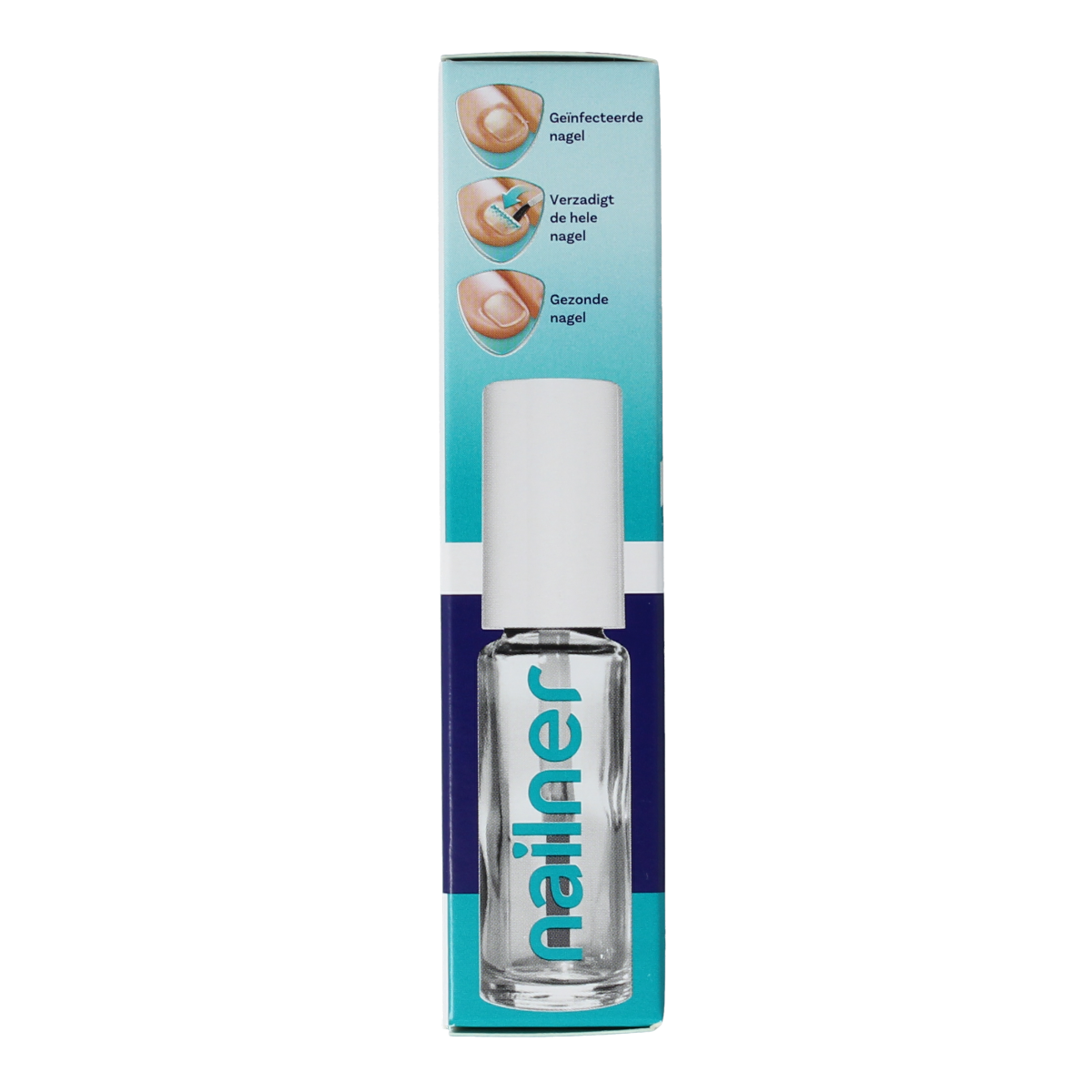 Nailner 2-in-1 hand care brush with 5ml bottle for nail and skin treatment, featuring a small brush applicator and white bottle