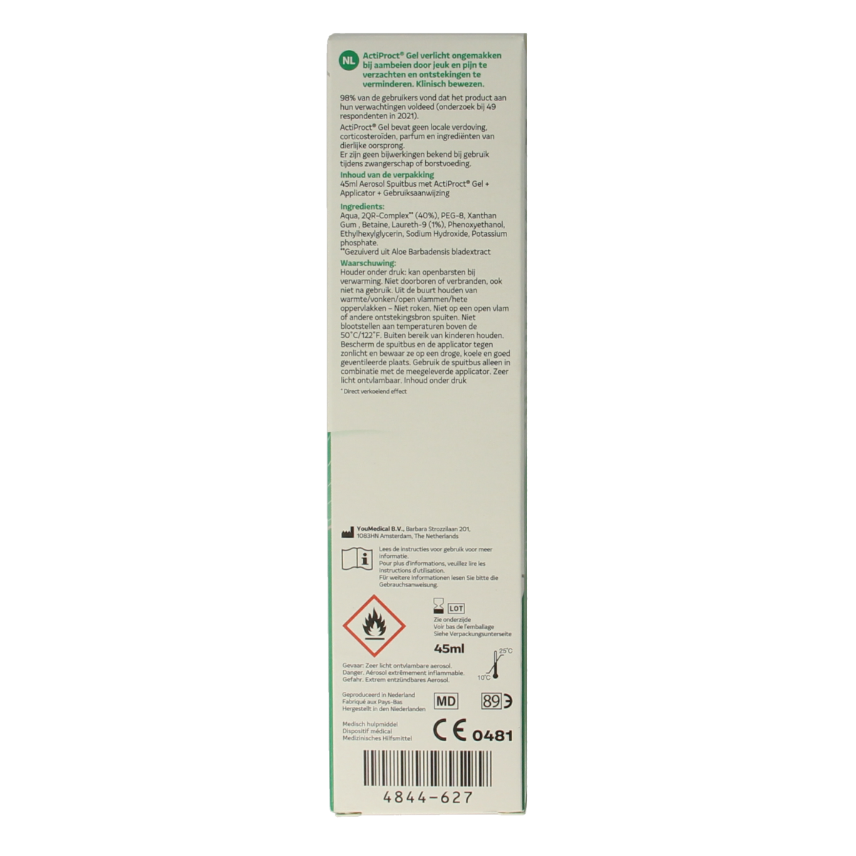 ActiProct Gel in 45ml tube, designed for hemorrhoid relief, with the ActiProct branding visible on the packaging.