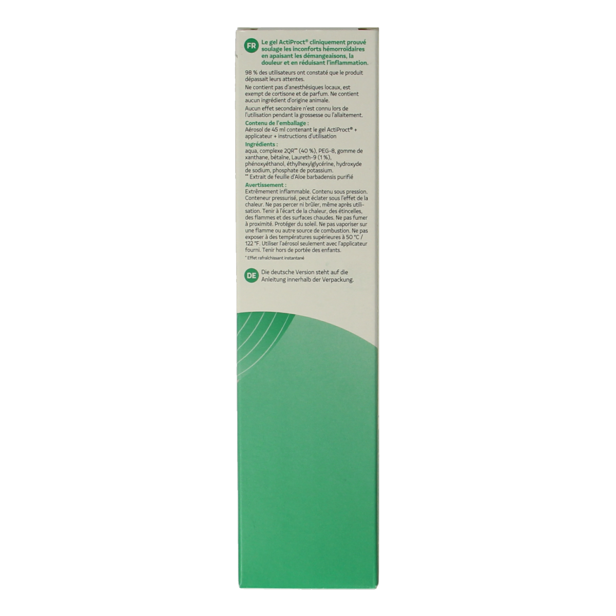 ActiProct Gel for hemorrhoids in a 45ml tube, with the ActiProct branding visible on the packaging.