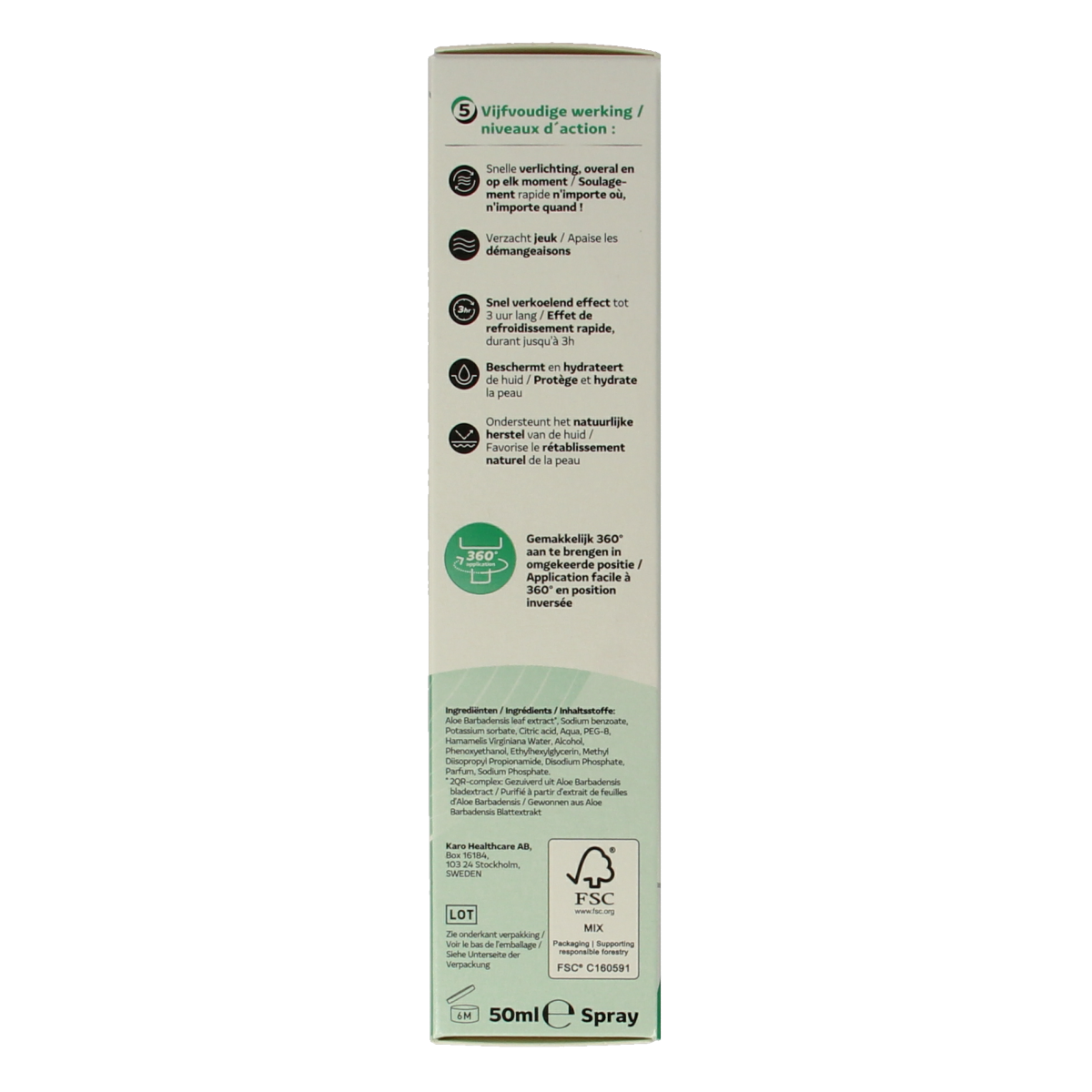 ActiProct Aambeien spray bottle, 50ml, with white and green packaging, designed for hemorrhoid relief.