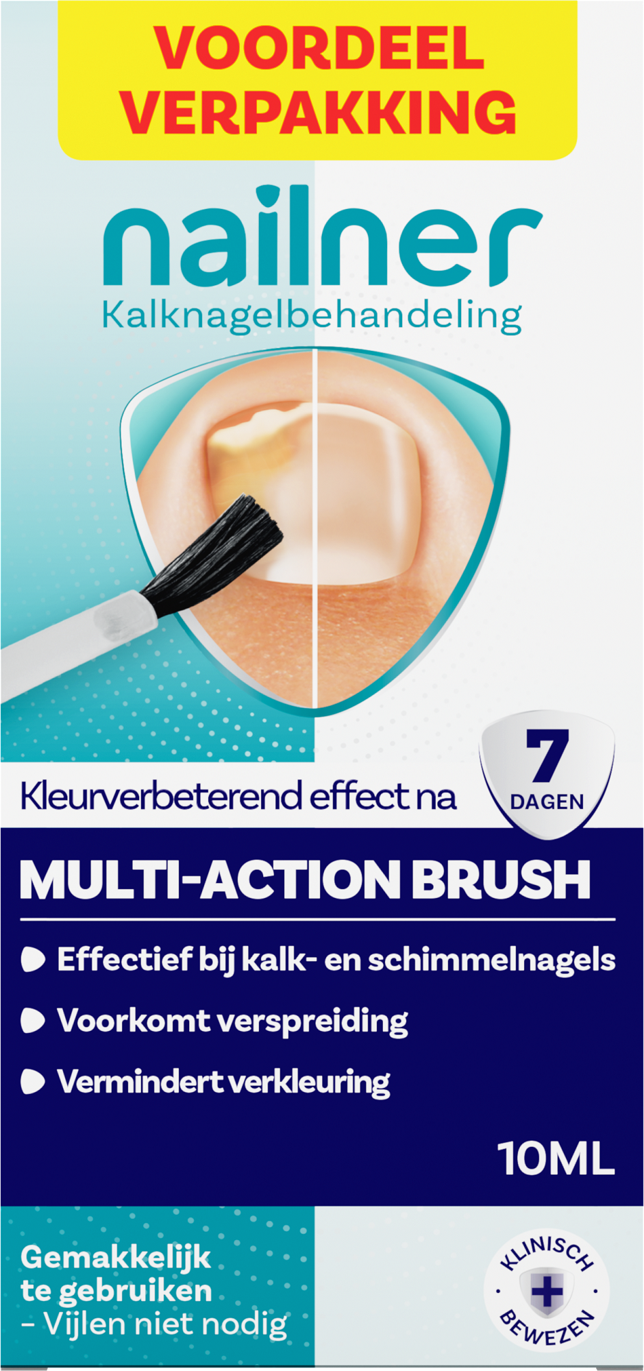 Nailner Multi Action Brush foot care product in 10ml bottle, designed for nail and foot treatment with precise applicator.