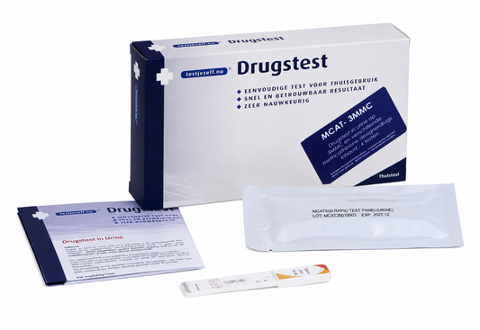 Testjezelf.nu Drugstest MCAT (3MMC) urine test kit, 4-pack of self-testing kits for drug detection.
