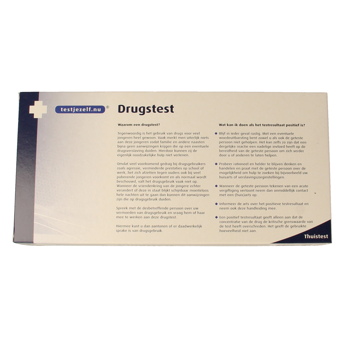 Testjezelf.nu multidrug urine test strips kit with 12 tests for drug detection, shown in the image.