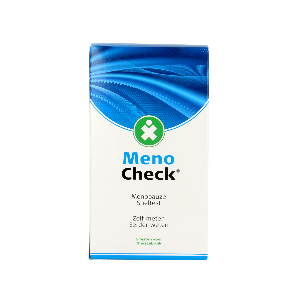 Testjezelf.nu Meno-check menopauze test set with 2 self-testing kits for menopause detection, showing packaged test strips.