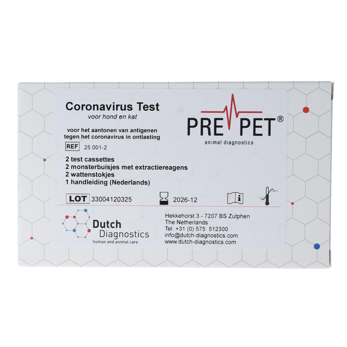 Testjezelf.nu coronavirus test kit for cats and dogs, 2-pack, self-testing set with nasal swabs for pet health.