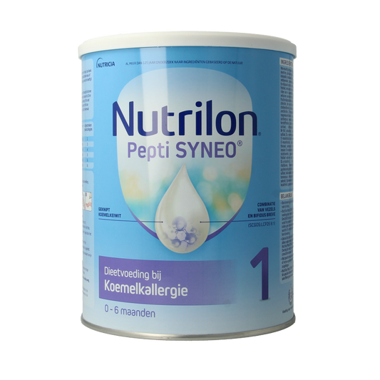 Nutrilon Pepti Syneo 1 baby and toddler formula in an 800g container, featuring the product packaging with branding and label details.