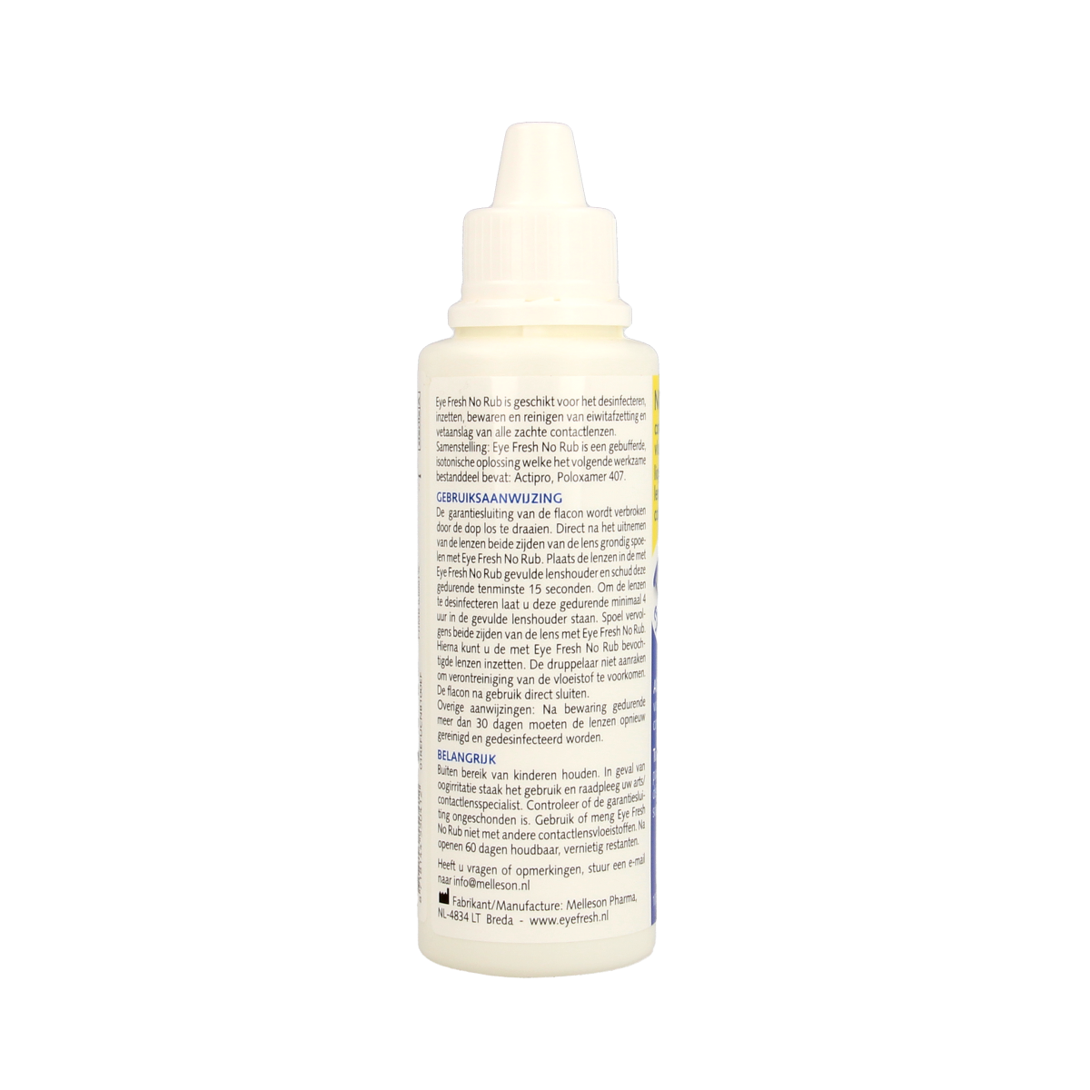 Eyefresh No Rub Alles-in-1 contact lens solution in a 100ml bottle, suitable for soft lenses, from the optical brand Eyefresh.
