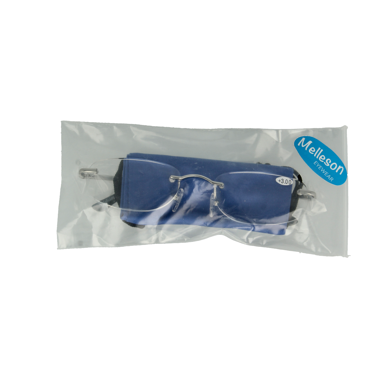 IBD universeel randloze reading glasses +3.00 with clear lenses, compact design, suitable for everyday use, brand IBD.
