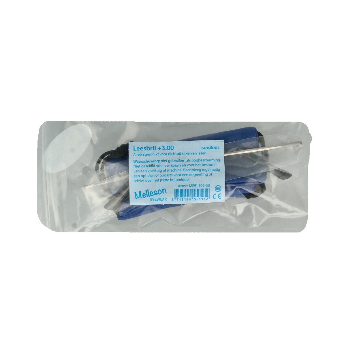IBD universeel randloze reading glasses +3.00 diopters, clear lenses, stylish design, single pair for optimal vision correction.