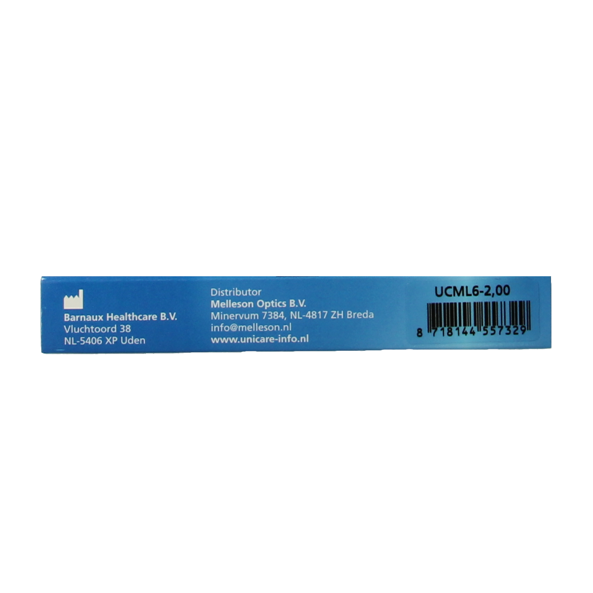 Unicare contact lenses -2.00 diopters, 6-pack, circular soft lenses for eye correction, displayed in clear packaging.