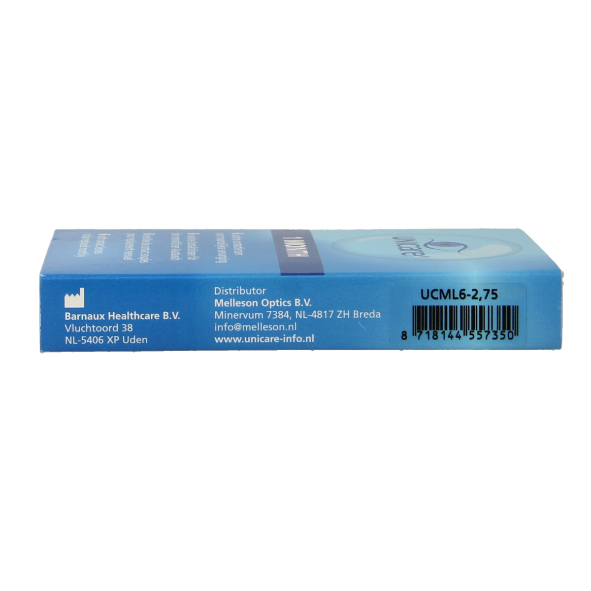 Unicare contact lenses -2.75 diopters, 6-pack, soft daily contact lenses for clear vision, shown in their packaging.