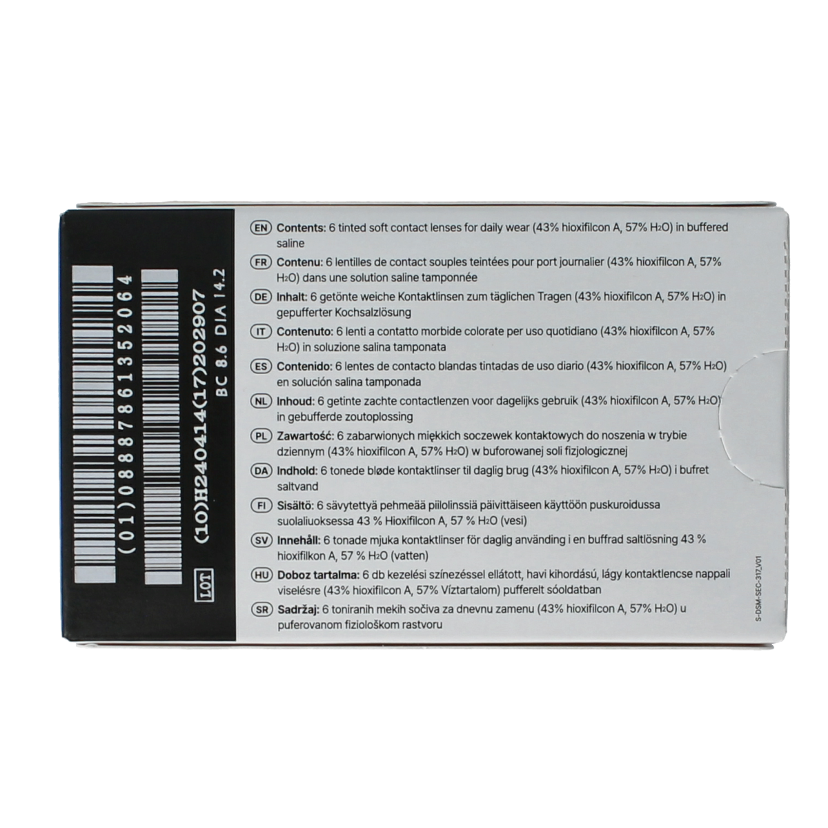 Unicare contact lenses -3.50 diopters, 6 pack, optical lenses shown in the image with packaging and lenses.
