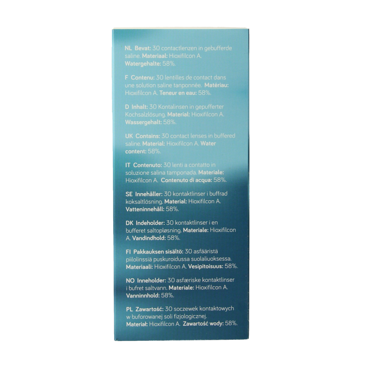 Unicare Daglenzen +1.50 contact lenses in a pack of 30 for vision correction, displayed with packaging and lens container.