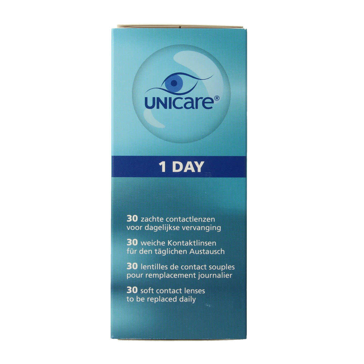 Unicare Daglenzen +2.00 contact lenses in a box, optiek product with 30 pairs for vision correction.