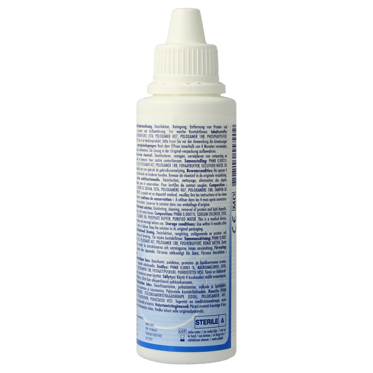 Unicare Alles-in-een zachte contactlensvloeistof fles, 100ml, voor schoonmaken en bewaren van zachte contactlenzen.