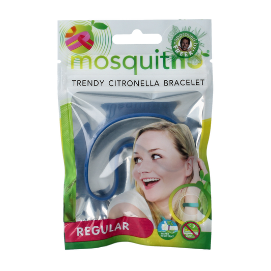Mosquitno citronella bracelet for mosquito bites, shown in a close-up image of the regular size band.